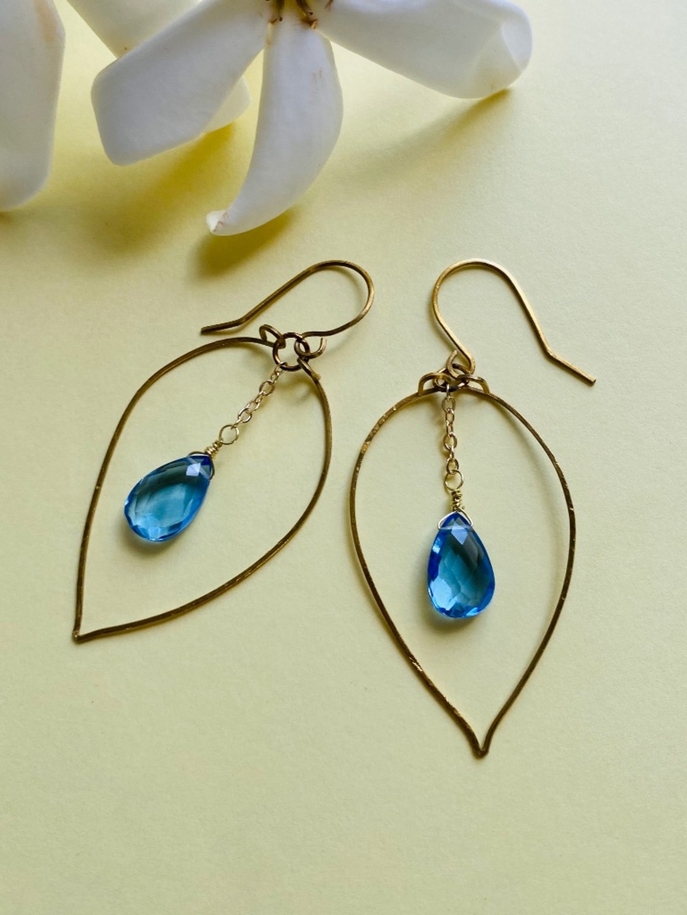 Handmade Hoop Earrings with Blue Apatite